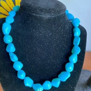 Rare Vintage Sleeping Beauty Chunky Nugget Necklace with Silver Findings